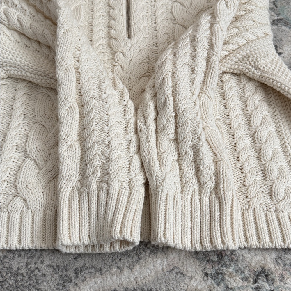 Jenni Kayne Cotton Cable-Knit Zip Sweater Chunky - Picture 8 of 11